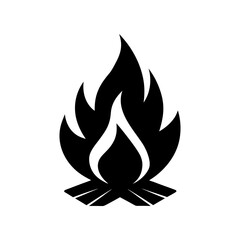 Bonfire flame silhouette icon in outdoor camping theme warm campfire vector ideal for nature and travel art