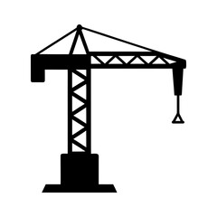 Construction crane silhouette icon in building format strong structure vector ideal for development concepts