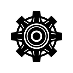 Obraz premium Engine gear silhouette icon mechanical theme clean vector for repair maintenance and engineering visuals