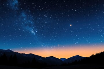 Fototapeta premium Starry night over mountains
