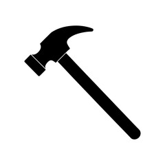 Nail and hammer silhouette icon clean flat design ideal for handyman DIY and industrial concepts  