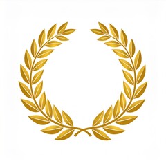 Isolated Golden Laurel Wreath Design Symbol of Success Achievement and Victory