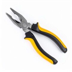 Fototapeta premium Pliers with Yellow and Black Grip Close Up View on a White Background