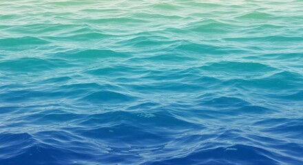 Obraz premium Serene ocean surface with gentle waves, transitioning from light teal to deep blue hues