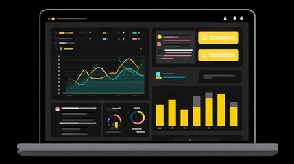 Dashboard on Laptop Displaying Data Analytics and Business Intelligence