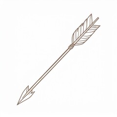 Vintage Arrow with Feathers and Sharp Tip on White Background for Archery Target
