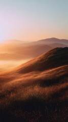 Minimal Landscape of a Lone Hill at Golden Sunrise