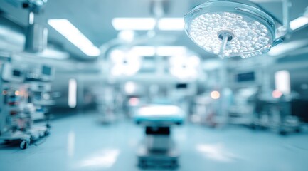 Blurred, sterile operating room interior