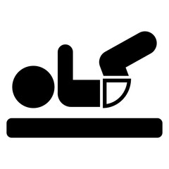 Símbolo de sala para cambiar pañales de bebé. Icono silueta de bebé tumbado en cambiador