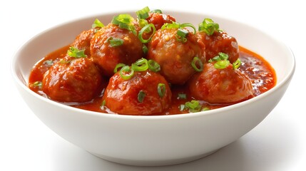 Bowl of Indian Chinese Manchurian balls in spicy gravy ‑ generative AI