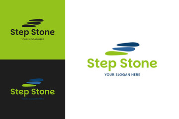 Step stairs stone logo design template vector illustration