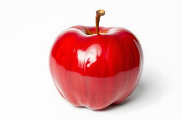 Obraz premium Shiny red apple on white background