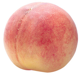 Hakuho pink Peach on white background, Peach premium fruit isolate on white with clipping path PNG File.