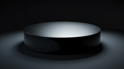 Sleek, moody studio shot of a dark pedestal with cool highlights.