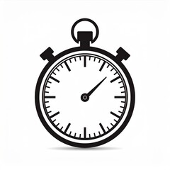Clockwork Stopwatch Icon with Black Hands Isolated on White Background