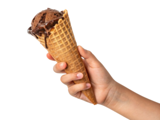 Delight in rich chocolate ice cream served in crispy cone, perfect for warm day and sure to bring joy