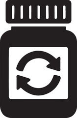 Silhouette vector EPS of refill arrows on bottle, eco-friendly recycling symbol for sustainable packaging.