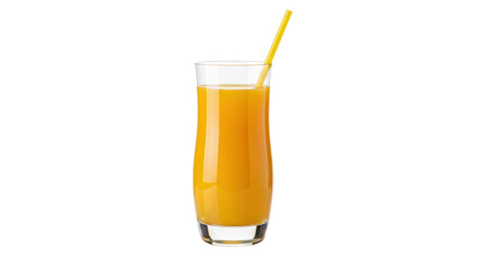 Isolated Glass of Orange Juice with Straw