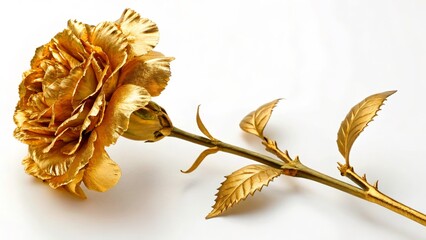 Beautiful golden flower arrangement showcasing intricate details with golden petals against a plain background