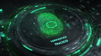 A Close Up View of a Unique Fingerprint on a Computer Screen Showcasing the Intricate Patterns and Details of Human Identity and Technology Interaction