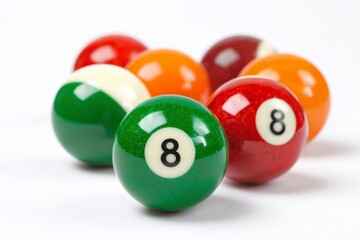 Billiard Balls Assortment on White Background