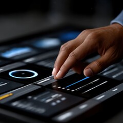 Focused Individual Engaging with Technology by Pressing a Button on a Laptop in a Modern Workspace Reflecting Productivity and Digital Connectivity