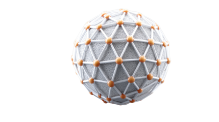 3D geometric model of a sphere with interconnected nodes in a white background for educational and scientific purposes.
