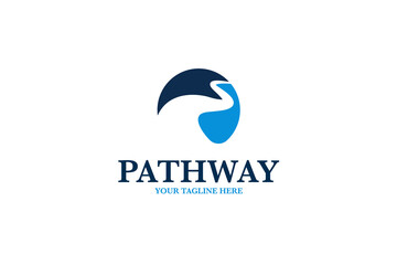 Modern pathway road logo design template vector illustration