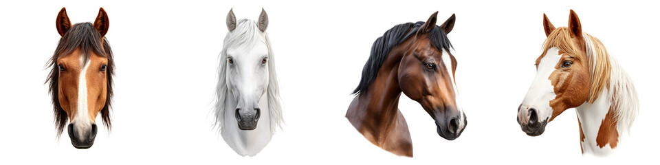 Obraz premium Collection of Horse Head Portraits on White Background