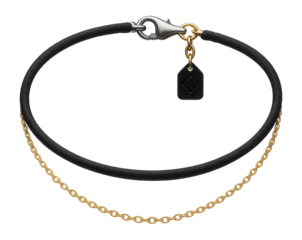 Double-layered choker with a thin black cord and gold chain