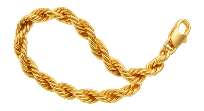 Rope chain with twisted strands in yellow gold