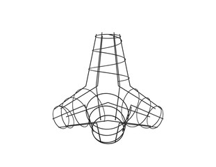 Architectural Element: 3D Render of a Concrete Tetrapod in Three Stages. Visualizing Wave Dissipator Design Development and Construction Material for Harbor Protection and Infrastructure Graphics.