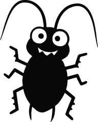Silhouette Cartoon cockroach isolated insect creepy pest vector Illustrator