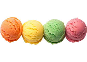 Colorful scoops of ice cream in vibrant flavors create delightful rainbow of sweetness that brings joy to every moment