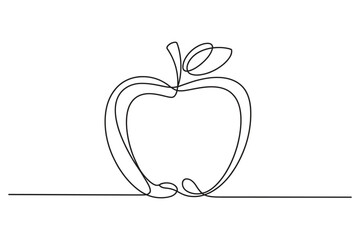 Apple Fruit One Line Vector Illustration