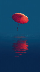 orange umbrella at sea side