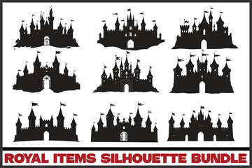 Obraz premium Medieval Castle & Lion Crest SVG