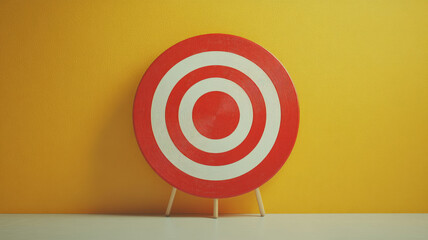 Bullseye target against a yellow background for focus concept.