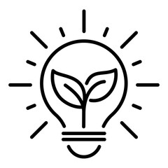 Light bulb with leaf icon, symbolizing green energy and eco innovation.