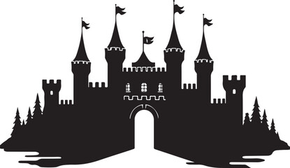 Obraz premium Medieval Castle & Lion Crest SVG