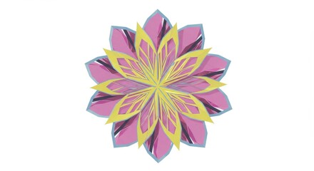 Obraz premium Geometric Floral Design with Pink and Yellow Petals Isolated
