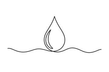 Water Drop Symbol One Line Drawing Vector Illustration