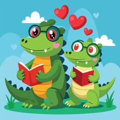 Obraz premium Cute green cartoon frog illustration