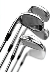 Golf Clubs Arrangement on White Background