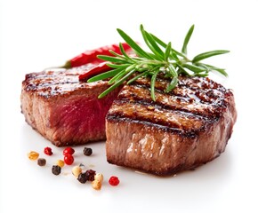 Grilled Steak with Rosemary and Pepper