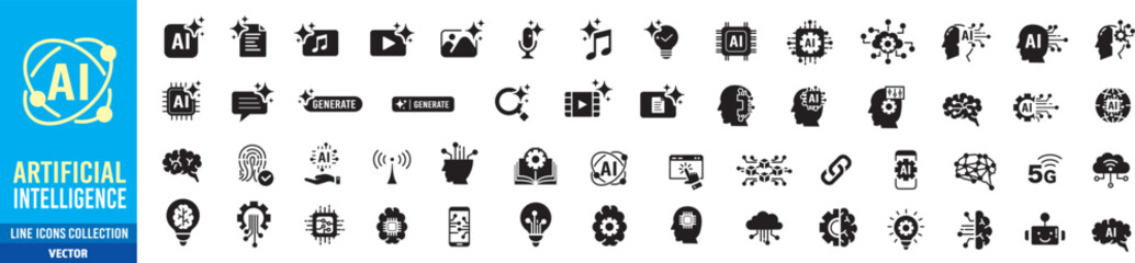 Generate AI icon. Artificial intelligence icons collection. Editable vector icon illustration.
