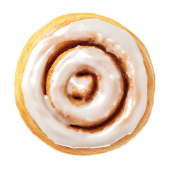 Fototapeta premium A top-down view of a freshly baked cinnamon roll with white icing