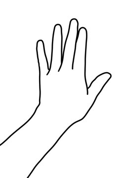 Signe num&eacute;ro cinq main