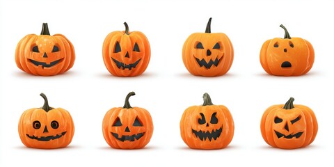 Halloween Pumpkins with Carved Faces