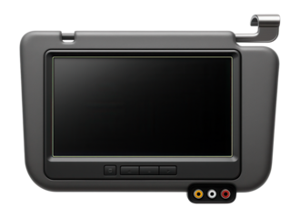 Sun visor-mounted TV screen with a compact design and RCA video input